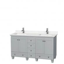 Wyndham Collection WCV800060DOYC2UNSMXX - Acclaim 60 Inch Double Bathroom Vanity in Oyster Gray, Light-Vein Carrara Cultured Marble Countert