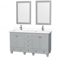 Wyndham Collection WCV800060DOYWCUNSM24 - Acclaim 60 Inch Double Bathroom Vanity in Oyster Gray, White Cultured Marble Countertop, Undermoun