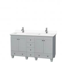 Wyndham Collection WCV800060DOYWCUNSMXX - Acclaim 60 Inch Double Bathroom Vanity in Oyster Gray, White Cultured Marble Countertop, Undermoun