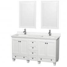 Wyndham Collection WCV800060DWHC2UNSM24 - Acclaim 60 Inch Double Bathroom Vanity in White, Light-Vein Carrara Cultured Marble Countertop, Un