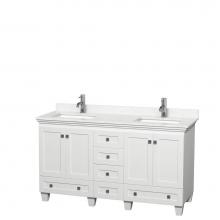 Wyndham Collection WCV800060DWHC2UNSMXX - Acclaim 60 Inch Double Bathroom Vanity in White, Light-Vein Carrara Cultured Marble Countertop, Un