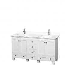 Wyndham Collection WCV800060DWHWCUNSMXX - Acclaim 60 Inch Double Bathroom Vanity in White, White Cultured Marble Countertop, Undermount Squa