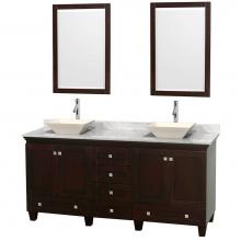 Wyndham Collection WCV800072DESCMD2BM24 - Acclaim 72 Inch Double Bathroom Vanity in Espresso, White Carrara Marble Countertop, Pyra Bone Sin