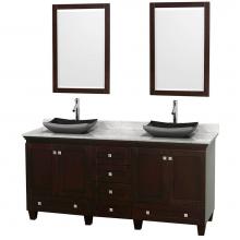 Wyndham Collection WCV800072DESCMGS1M24 - 72 inch Double Bathroom Vanity in Espresso, White Carrara Marble Countertop, Altair Black Granite