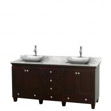 Wyndham Collection WCV800072DESCMGS3MXX - 72 inch Double Bathroom Vanity in Espresso, White Carrara Marble Countertop, Avalon White Carrara