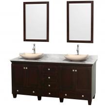 Wyndham Collection WCV800072DESCMGS5M24 - 72 inch Double Bathroom Vanity in Espresso, White Carrara Marble Countertop, Arista Ivory Marble S