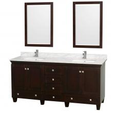 Wyndham Collection WCV800072DESCMUNSM24 - Acclaim 72 Inch Double Bathroom Vanity in Espresso, White Carrara Marble Countertop, Undermount Sq