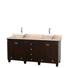 Wyndham Collection WCV800072DESIVD2BMXX - 72 inch Double Bathroom Vanity in Espresso, Ivory Marble Countertop, Pyra Bone Sinks, and No Mirro