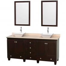 Wyndham Collection WCV800072DESIVD2WM24 - 72 inch Double Bathroom Vanity in Espresso, Ivory Marble Countertop, Pyra White Sinks, and 24 inch