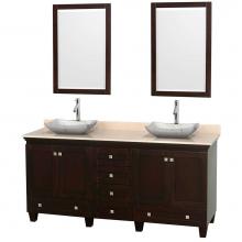 Wyndham Collection WCV800072DESIVGS3M24 - 72 inch Double Bathroom Vanity in Espresso, Ivory Marble Countertop, Avalon White Carrara Marble S