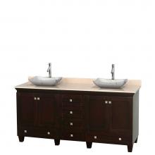 Wyndham Collection WCV800072DESIVGS3MXX - 72 inch Double Bathroom Vanity in Espresso, Ivory Marble Countertop, Avalon White Carrara Marble S