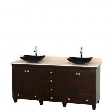 Wyndham Collection WCV800072DESIVGS4MXX - 72 inch Double Bathroom Vanity in Espresso, Ivory Marble Countertop, Arista Black Granite Sinks, a