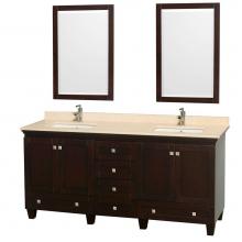 Wyndham Collection WCV800072DESIVUNSM24 - 72 inch Double Bathroom Vanity in Espresso, Ivory Marble Countertop, Undermount Square Sinks, and