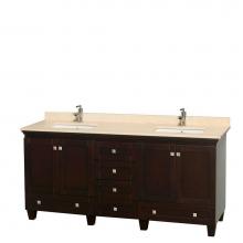 Wyndham Collection WCV800072DESIVUNSMXX - 72 inch Double Bathroom Vanity in Espresso, Ivory Marble Countertop, Undermount Square Sinks, and