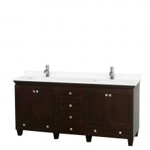 Wyndham Collection WCV800072DESWCUNSMXX - Acclaim 72 Inch Double Bathroom Vanity in Espresso, White Cultured Marble Countertop, Undermount S