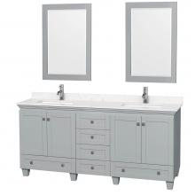 Wyndham Collection WCV800072DOYC2UNSM24 - Acclaim 72 Inch Double Bathroom Vanity in Oyster Gray, Light-Vein Carrara Cultured Marble Countert