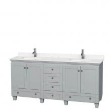 Wyndham Collection WCV800072DOYC2UNSMXX - Acclaim 72 Inch Double Bathroom Vanity in Oyster Gray, Light-Vein Carrara Cultured Marble Countert