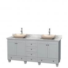 Wyndham Collection WCV800072DOYCMGS2MXX - 72 inch Double Bathroom Vanity in Oyster Gray, White Carrara Marble Countertop, Avalon Ivory Marbl