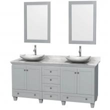 Wyndham Collection WCV800072DOYCMGS6M24 - 72 inch Double Bathroom Vanity in Oyster Gray, White Carrara Marble Countertop, Arista White Carra