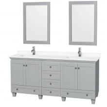 Wyndham Collection WCV800072DOYWCUNSM24 - Acclaim 72 Inch Double Bathroom Vanity in Oyster Gray, White Cultured Marble Countertop, Undermoun