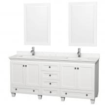 Wyndham Collection WCV800072DWHC2UNSM24 - Acclaim 72 Inch Double Bathroom Vanity in White, Light-Vein Carrara Cultured Marble Countertop, Un