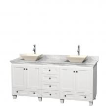 Wyndham Collection WCV800072DWHCMD2BMXX - Acclaim 72 Inch Double Bathroom Vanity in White, White Carrara Marble Countertop, Pyra Bone Sinks,