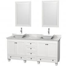 Wyndham Collection WCV800072DWHCMD2WM24 - Acclaim 72 Inch Double Bathroom Vanity in White, White Carrara Marble Countertop, Pyra White Sinks