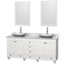 Wyndham Collection WCV800072DWHCMGS3M24 - 72 inch Double Bathroom Vanity in White, White Carrara Marble Countertop, Avalon White Carrara Mar