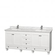 Wyndham Collection WCV800072DWHCMUNSMXX - Acclaim 72 Inch Double Bathroom Vanity in White, White Carrara Marble Countertop, Undermount Squar