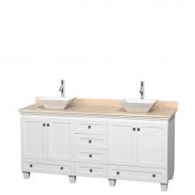 Wyndham Collection WCV800072DWHIVD2WMXX - 72 inch Double Bathroom Vanity in White, Ivory Marble Countertop, Pyra White Sinks, and No Mirrors