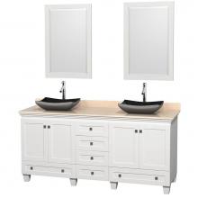 Wyndham Collection WCV800072DWHIVGS1M24 - 72 inch Double Bathroom Vanity in White, Ivory Marble Countertop, Altair Black Granite Sinks, and