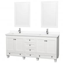 Wyndham Collection WCV800072DWHWCUNSM24 - Acclaim 72 Inch Double Bathroom Vanity in White, White Cultured Marble Countertop, Undermount Squa