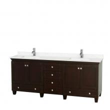 Wyndham Collection WCV800080DESC2UNSMXX - Acclaim 80 Inch Double Bathroom Vanity in Espresso, Light-Vein Carrara Cultured Marble Countertop,