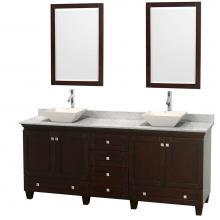 Wyndham Collection WCV800080DESCMD2BM24 - Acclaim 80 Inch Double Bathroom Vanity in Espresso, White Carrara Marble Countertop, Pyra Bone Por