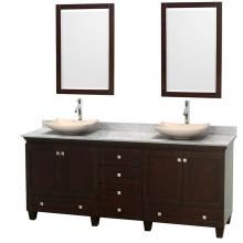 Wyndham Collection WCV800080DESCMGS5M24 - 80 inch Double Bathroom Vanity in Espresso, White Carrara Marble Countertop, Arista Ivory Marble S