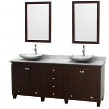 Wyndham Collection WCV800080DESCMGS6M24 - 80 inch Double Bathroom Vanity in Espresso, White Carrara Marble Countertop, Arista White Carrara