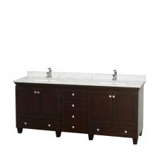 Wyndham Collection WCV800080DESCMUNSMXX - Acclaim 80 Inch Double Bathroom Vanity in Espresso, White Carrara Marble Countertop, Undermount Sq