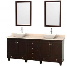 Wyndham Collection WCV800080DESIVD2BM24 - Acclaim 80 Inch Double Bathroom Vanity in Espresso, Ivory Marble Countertop, Pyra Bone Porcelain S