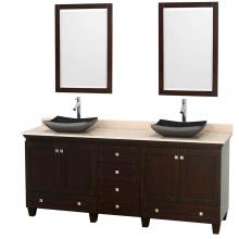 Wyndham Collection WCV800080DESIVGS1M24 - 80 inch Double Bathroom Vanity in Espresso, Ivory Marble Countertop, Altair Black Granite Sinks, a