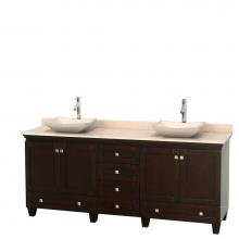 Wyndham Collection WCV800080DESIVGS2MXX - 80 inch Double Bathroom Vanity in Espresso, Ivory Marble Countertop, Avalon Ivory Marble Sinks, an