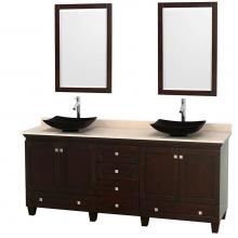 Wyndham Collection WCV800080DESIVGS4M24 - 80 inch Double Bathroom Vanity in Espresso, Ivory Marble Countertop, Arista Black Granite Sinks, a