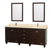 Wyndham Collection WCV800080DESIVUNSM24 - Acclaim 80 Inch Double Bathroom Vanity in Espresso, Ivory Marble Countertop, Undermount Square Sin