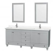 Wyndham Collection WCV800080DOYC2UNSM24 - Acclaim 80 Inch Double Bathroom Vanity in Oyster Gray, Light-Vein Carrara Cultured Marble Countert