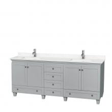 Wyndham Collection WCV800080DOYC2UNSMXX - Acclaim 80 Inch Double Bathroom Vanity in Oyster Gray, Light-Vein Carrara Cultured Marble Countert