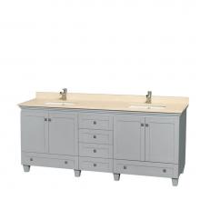 Wyndham Collection WCV800080DOYIVUNSMXX - Acclaim 80 Inch Double Bathroom Vanity in Oyster Gray, Ivory Marble Countertop, Undermount Square