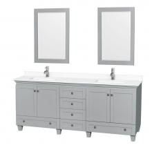 Wyndham Collection WCV800080DOYWCUNSM24 - Acclaim 80 Inch Double Bathroom Vanity in Oyster Gray, White Cultured Marble Countertop, Undermoun