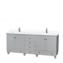 Wyndham Collection WCV800080DOYWCUNSMXX - Acclaim 80 Inch Double Bathroom Vanity in Oyster Gray, White Cultured Marble Countertop, Undermoun