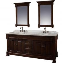 Wyndham Collection WCVTD72DCHCW - Andover 72 Inch Double Bathroom Vanity in Dark Cherry, White Carrara Marble Countertop, Undermount