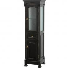 Wyndham Collection WCVTFS065BL - Andover Bathroom Linen Tower with Cabinet Storage in Black