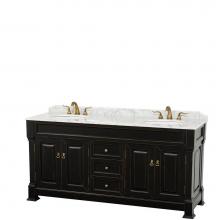 Wyndham Collection WCVTRAD72DBKCMUNOMXX - Andover 72 Inch Double Bathroom Vanity in Black, White Carrara Marble Countertop, Undermount Oval